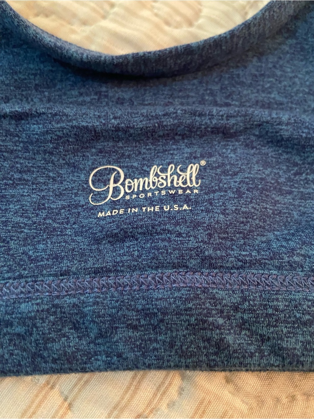 Bombshell Sportswear Small Navy Heather Strappy Sports Bra - Picture 4 of 6